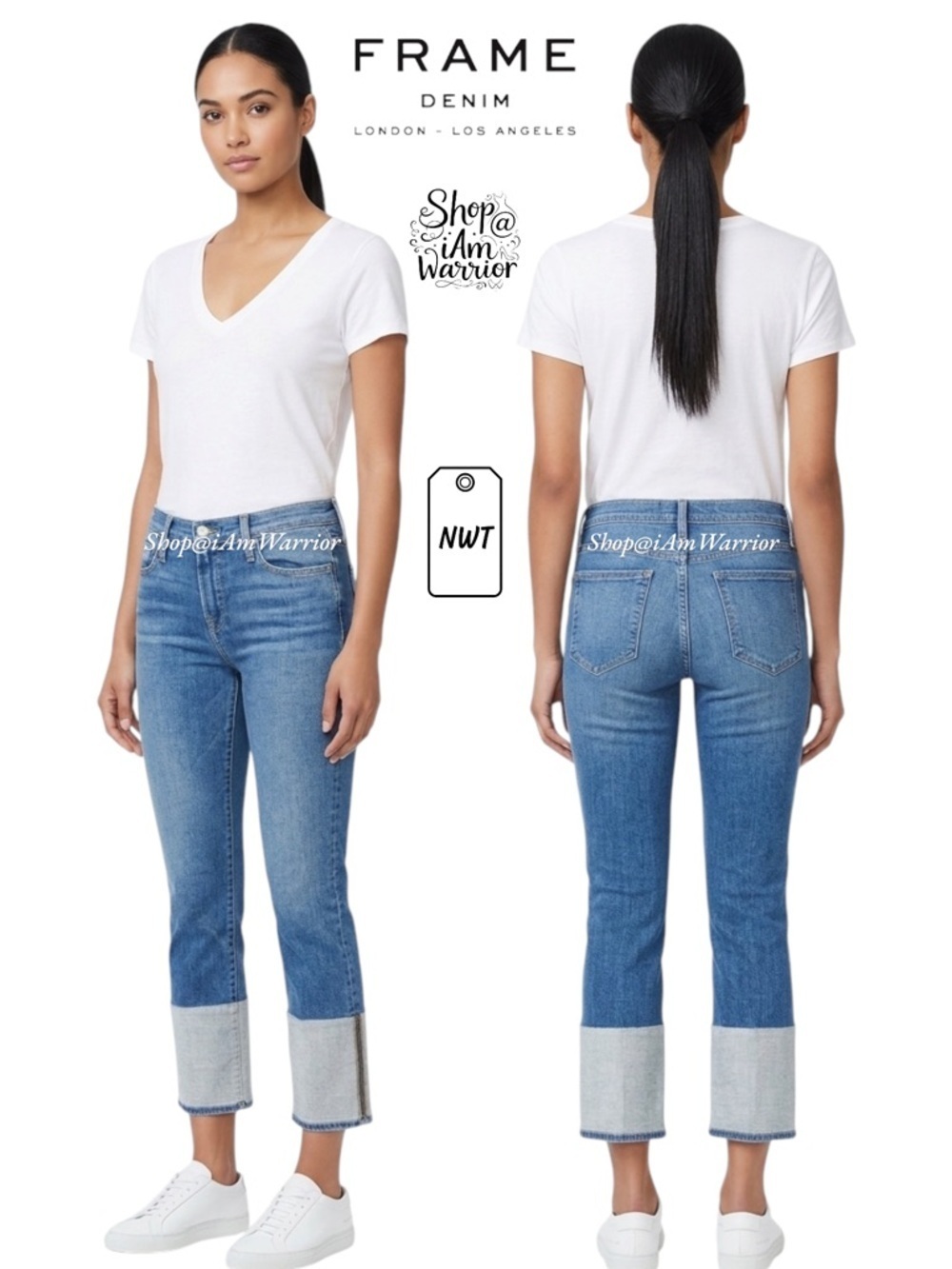 Frame NWT reverse cuff cropped jeans *shop@iamwarrior
